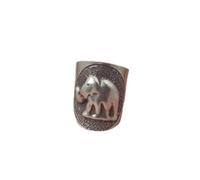 NHYHEHMR Bague Ouverte en S925 Bijoux en, Fait à la Main Vintage Thai Ouvert Éléphant Femelle Bague Cadeaux Pour AmoureuxTaille unique (14# - 18#)