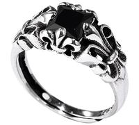NHYHEHMR Bague Ouverte en S925 en Vintage Croisé Fleur Obsidienne Ouverte Hommes 's Et Femmes' Bague de Mode Cadeaux Pour AmoureuxAnneau d'obsidienne, Ouverture rég