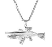 NHYHEHMR Black Long Necklace with Arrow Pendant Bullet Gun Modeling Jewelry Chain Hip Hop Punk Rock Christmas