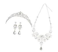 NHYHEHMR Bridal Jewelry Set Crown Necklace Earrings Crystal Headband Tiaras Accessory for Wedding Party Prom