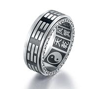 NHYHEHMR Chinese Style Taoism Tai Chi Bagua Rotatable Titanium Steel Punk Hip hop Men's Rings for Male Boyfriend Jewelry Creativity Gift