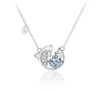 NHYHEHMR Collier avec pendentif en forme de carpe moissanite plaqué or 18 carats - Couleur D 1 carat - Pour femme - En argent sterling S925 - Cadeau de mariage, fiançailles, Saint-Valentin, Noël