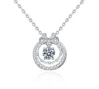 NHYHEHMR Collier avec pendentif en moissanite 0,5 carat pour femme en argent sterling 925 double couche tendance pour femme petite amie, bijoux de mariage avec certificat