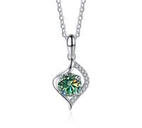NHYHEHMR Collier avec pendentif en moissanite 1 carat couleur D VVS1 bleu/rose/jaune pour femme en argent sterling 925 à quatre griffes - Cadeau de Saint-Valentin d'anniversaire avec certificat