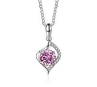 NHYHEHMR Collier avec pendentif en moissanite 1 carat couleur D VVS1 bleu/rose/jaune pour femme en argent sterling 925 à quatre griffes - Cadeau de Saint-Valentin d'anniversaire avec certificat