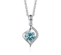 NHYHEHMR Collier avec pendentif en moissanite 1 carat couleur D VVS1 bleu/rose/jaune pour femme en argent sterling 925 à quatre griffes - Cadeau de Saint-Valentin d'anniversaire avec certificat