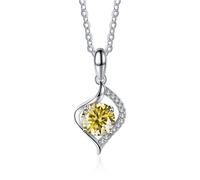NHYHEHMR Collier avec pendentif en moissanite 1 carat couleur D VVS1 bleu/rose/jaune pour femme en argent sterling 925 à quatre griffes - Cadeau de Saint-Valentin d'anniversaire avec certificat