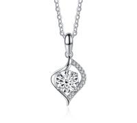 NHYHEHMR Collier avec pendentif en moissanite 1 carat couleur D VVS1 bleu/rose/jaune pour femme en argent sterling 925 à quatre griffes - Cadeau de Saint-Valentin d'anniversaire avec certificat