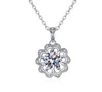 NHYHEHMR Collier avec pendentif en moissanite 1 carat couleur D VVS1 pour femme, argent sterling 925 plaqué or 18 carats - Cadeau de Saint-Valentin d'anniversaire avec certificat