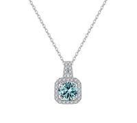 NHYHEHMR Collier avec pendentif en moissanite bleu jaune rose 1 carat couleur D VVS1 pour femme en argent sterling 925 - Cadeau de fiançailles, Saint-Valentin, anniversaire avec certificat