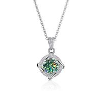NHYHEHMR Collier avec pendentif en moissanite bleu rose vert 1 carat couleur D VVS1 pour femme en argent sterling 925 avec diamant - Cadeau de Saint-Valentin d'anniversaire avec certificat