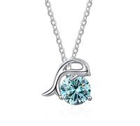 NHYHEHMR Collier avec pendentif en moissanite bleu vert rose 1 carat couleur D VVS1 pour femme en argent sterling 925 - Cadeau de Saint-Valentin d'anniversaire avec certificat
