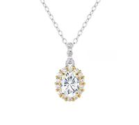 NHYHEHMR Collier avec pendentif en moissanite de 1,5 carat pour femme, couleur D, clarté VVS1, collier ovale en argent sterling 925 pour femme, maman, vous-même