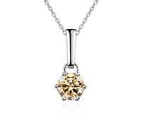 NHYHEHMR Collier avec pendentif en moissanite de 1 à 2 carats - Couleur D VVS1 - Coupe ronde - En argent sterling 925 - Pour femme - Cadeau de Saint-Valentin - Cadeau d'anniversaire - Avec certificat