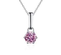NHYHEHMR Collier avec pendentif en moissanite de 1 à 2 carats - Couleur D VVS1 - Coupe ronde - En argent sterling 925 - Pour femme - Cadeau de Saint-Valentin - Cadeau d'anniversaire - Avec certificat