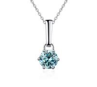 NHYHEHMR Collier avec pendentif en moissanite de 1 à 2 carats - Couleur D VVS1 - Coupe ronde - En argent sterling 925 - Pour femme - Cadeau de Saint-Valentin - Cadeau d'anniversaire - Avec certificat
