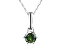 NHYHEHMR Collier avec pendentif en moissanite de 1 à 2 carats - Couleur D VVS1 - Coupe ronde - En argent sterling 925 - Pour femme - Cadeau de Saint-Valentin - Cadeau d'anniversaire - Avec certificat
