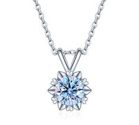 NHYHEHMR Collier avec pendentif en moissanite en forme de cœur flocon de neige 1 carat pour femme en argent sterling S925