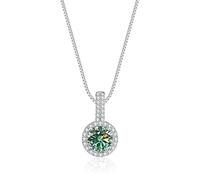 NHYHEHMR Collier avec pendentif en moissanite multicolore 1 carat D Color VVS1 pour femme en argent sterling 925 - Cadeau de Saint-Valentin d'anniversaire avec certificat