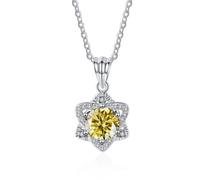 NHYHEHMR Collier avec pendentif en moissanite pour femme, collier en diamant jaune/bleu/rose 1 ct D, collier étoile en argent sterling 925 pour femme, maman avec certificat