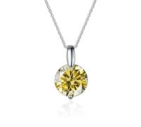 NHYHEHMR Collier avec pendentif en moissanite rose bleu jaune 1 à 3 carats couleur D VVS1 pour femme en argent sterling 925 et diamant - Cadeau de Saint-Valentin d'anniversaire avec certificat