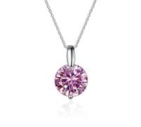 NHYHEHMR Collier avec pendentif en moissanite rose bleu jaune 1 à 3 carats couleur D VVS1 pour femme en argent sterling 925 et diamant - Cadeau de Saint-Valentin d'anniversaire avec certificat