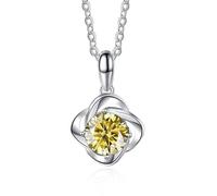 NHYHEHMR Collier avec pendentif en moissanite rose bleu jaune 1 carat couleur D VVS1 pour femme en argent sterling 925 - Cadeau de Saint-Valentin d'anniversaire avec certificat