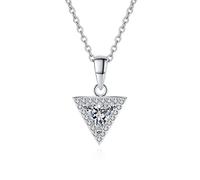 NHYHEHMR Collier avec pendentif en moissanite VVS1 de 0,5 à 1 carat pour femme, en argent sterling S925 plaqué or 18 carats, triangulaire, pour mariage, anniversaire, cadeau avec certificat