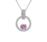 NHYHEHMR Collier avec pendentif moissanite 1 carat couleur D VVS1 pour femme en argent sterling 925 rose/bleu/vert rond pour femme - Cadeau de Saint-Valentin d'anniversaire avec certificat