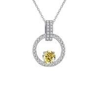 NHYHEHMR Collier avec pendentif moissanite 1 carat couleur D VVS1 pour femme en argent sterling 925 rose/bleu/vert rond pour femme - Cadeau de Saint-Valentin d'anniversaire avec certificat