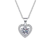 NHYHEHMR Collier avec pendentif moissanite 1 carat couleur D VVS1 pour femme en argent sterling 925 plaqué or 18 carats en forme de cœur - Cadeau de Saint-Valentin ou d'anniversaire avec certificat