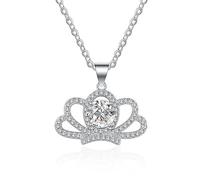 NHYHEHMR Collier couronne moissanite pour femme, 1 ct couleur D VVS1 collier diamant jaune/bleu/rose, bijoux en argent sterling S925 avec certificat