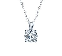 NHYHEHMR Collier diamant moissanite pour femme en argent sterling S925 1 carat couleur D ronde collier moissanite chaîne 40,6 cm + 5,1 cm cadeau pour femme, maman, fille, épouse avec certificat GRA