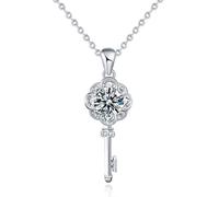 NHYHEHMR Collier en argent sterling 925 avec pendentif clavicule en forme de clé VVS1 de couleur D 1 carat pour femme avec certificat