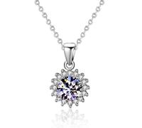 NHYHEHMR Collier en argent sterling 925 avec pendentif en forme de fleur de moissanite de 1 carat pour femme, bijoux fins de mariage avec certificat