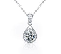 NHYHEHMR Collier en argent sterling 925 avec pendentif en forme de goutte d'eau 1 carat pour femme, petite amie, bijou de mariage avec certificat