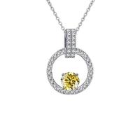 NHYHEHMR Collier en moissanite 1 ct pour femme, couleur D VVS1, collier avec pendentif diamant rose/bleu/jaune, colliers en argent sterling 925 pour femme, maman avec certificat