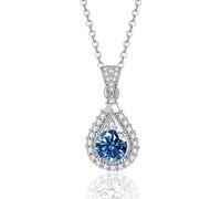 NHYHEHMR Collier en moissanite pour femme 1 ct Coupe ronde Couleur D VVS1 en argent sterling 925 avec pendentif en moissanite avec certificat