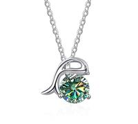 NHYHEHMR Colliers avec pendentif dauphin pour femme, colliers en moissanite jaune/bleu/rose, collier en moissanite couleur D VVS1, collier en argent sterling 925 avec certificat