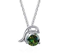 NHYHEHMR Colliers avec pendentif dauphin pour femme, colliers en moissanite jaune/bleu/rose, collier en moissanite couleur D VVS1, collier en argent sterling 925 avec certificat