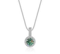NHYHEHMR Colliers en moissanite de couleur D 1 ct pour femme, colliers avec pendentif diamant jaune/bleu/rose, colliers en argent sterling 925 pour femme, maman avec certificat