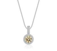 NHYHEHMR Colliers en moissanite de couleur D 1 ct pour femme, colliers avec pendentif diamant jaune/bleu/rose, colliers en argent sterling 925 pour femme, maman avec certificat