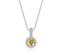 NHYHEHMR Colliers en moissanite de couleur D 1 ct pour femme, colliers avec pendentif diamant jaune/bleu/rose, colliers en argent sterling 925 pour femme, maman avec certificat