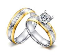 NHYHEHMR -color Big CZ Engagement Ring for Women Men Titanium steel Ring Jewelry Wholesale