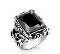 NHYHEHMR Cool Dragon Claw Ring With Red/Blue/Black Stone Stainless Steel CZ Ring Man's Vintage Rock Hip-hop Punk Locomotive Jewelry Gifts
