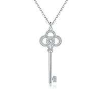 NHYHEHMR D Color VVS1 Collier avec pendentif clé moissanite plaqué or 18 carats pour femme en argent sterling 925 - Cadeau de mariage, fiançailles, Saint-Valentin, Noël