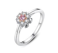 NHYHEHMR Delicate Flower Topaz Rings For Women Real 925 Ring For Women Trendy Pink Gemstone Promise Ring Jewelry Gift
