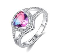 NHYHEHMR Elegant Mystic Purple Topaz Solitaire Ring 925 Rainbow Gemstone Ring For Women Gift Anillos De Compromiso