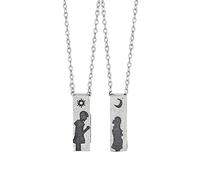 NHYHEHMR European Simple Sun Moon Couple Magnet Pendant Necklace Creative Commemorative Jewelry Girlfriend Gift-1 pair