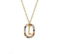 NHYHEHMR French Color Zircon Initials Pendant Necklace Women Classic Temperament Party Souvenir Jewelry Gift-C